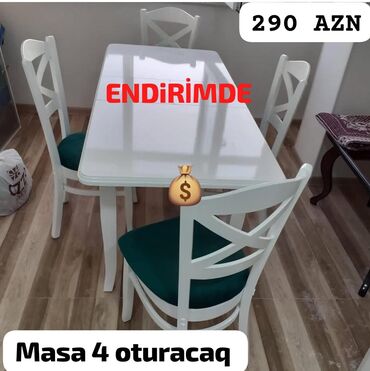 Masa və oturacaq dəstləri: Yeni, 4 stul