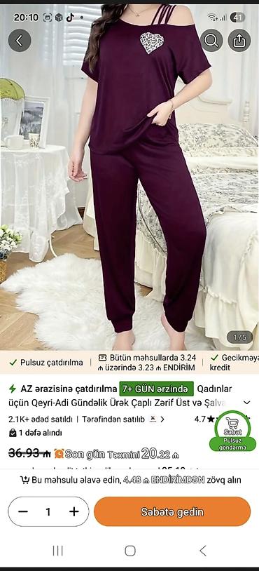 Qadınlar üçün iki hissəli rahat ev geyimi dəsti - Rəng: tünd