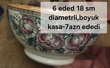Ev və bağ: 🌺 Keramika kasa dəsti - 6 ədəd böyük kasa: 18 sm diametr, kenari — 6