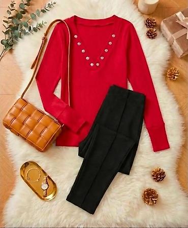 Kompleti: Ženska dvodelna kombinacija – džemper i pantalone - Gornji deo: meki — 8