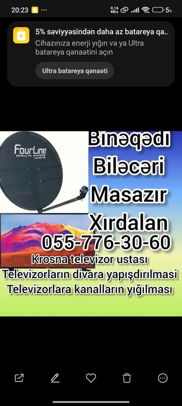 Peyk antenalarının quraşdırılması: Peyk antenalarının quraşdırılması | Təmir, Quraşdırılma, Tənzimlənmə | Zəmanət
