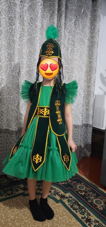 детские национальные платье: Детское платье, цвет - Зеленый, Новый