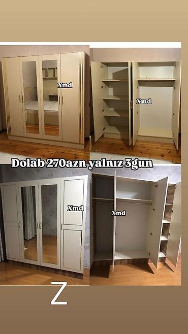 seyf qapi bezekleri: Yeni, 4 qapılı, Güzgülü, Bej, Taxta, Açılan, Düz dolab — 1