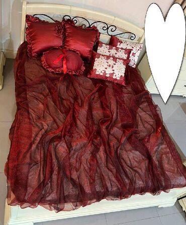 подушки декор: Покрывало на кровать 180 см - цвет бордо из органзы - легко и