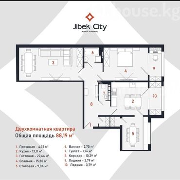 Продажа квартир: 3 комнаты, 88 м², 108 серия, 6 этаж, ПСО (под самоотделку)