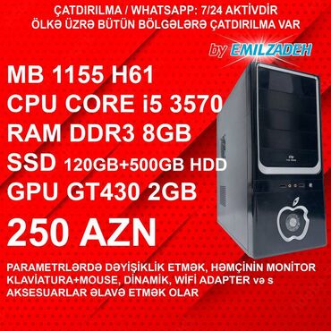 Masaüstü kompüterlər və iş stansiyaları: Masaüstü Kompüter "İntex DDR3 1155 H61/Core i5 3570/8GB Ram/GT430