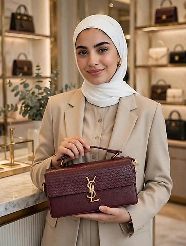 золотистые: Классическая сумка, Yves Saint Laurent (YSL), Материал: Искусственная кожа, Застежка на магните, Женские, Новый — 2