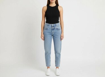 high waisted jeans: Jeansy damskie, rozmiar S