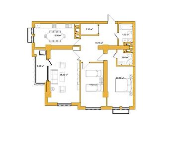 brk group: 2 комнаты, 79 м², 10 мкр Элитка, 13 этаж, ПСО (под самоотделку) — 1