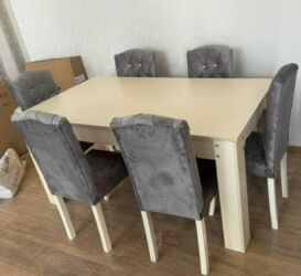 Masa və oturacaq dəstləri: Qonaq otağı üçün, Yeni, Açılmayan, Dördbucaq masa, 6 stul — 11