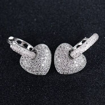 серебрянные серьги келдике: Серьги в форме сердца для женщин, серьги с камнями, съемная серьга