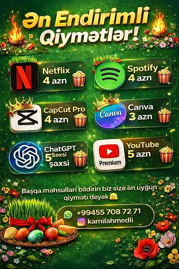buraxılış paltarları b: Rəqəmsal xidmətlərə sərfəli abunə paketləri - Netflix – 4 AZN - — 1