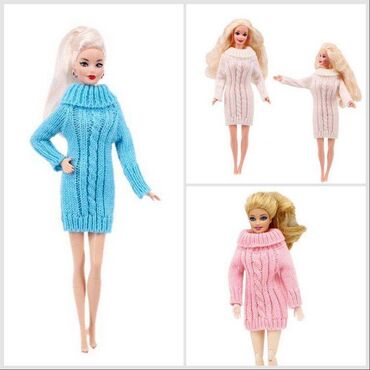 платя для детей: Одежда свитер - туника для куклы, длина туники 10 см, аксессуары