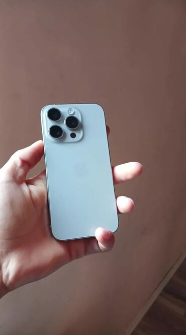 Apple iPhone: IPhone 15 Pro, 128 GB, White Titanium, Zəmanət, Face ID, Sənədlərlə