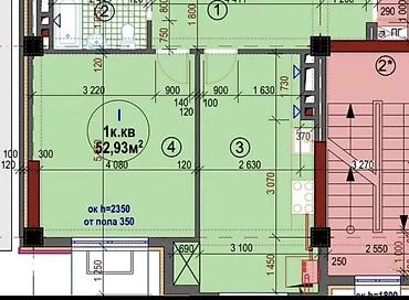 2 8: 2 комнаты, 53 м², Асанбай мкр Элитка, 8 этаж, ПСО (под самоотделку) — 9