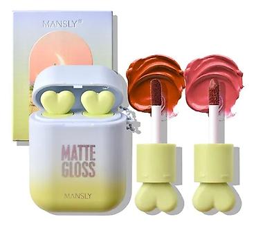 matt pear: Mansly Matte Gloss 2‑də‑1 dodaq məhsulu - Qablaşdırma: qulaqcıq etüi — 1