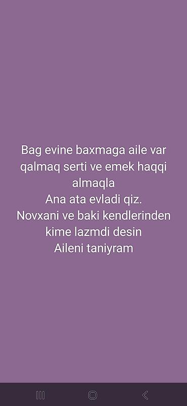 stomatoloq yaninda tibb bacisi 2022: Bağ evinə baxıcı ailə axtarılır. Şərtlər: - Evdə qalmaqla işləmək - — 1