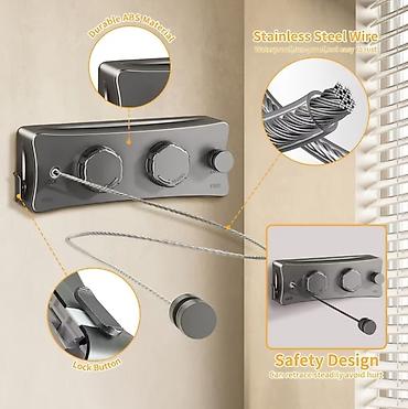 drying rack: Раздвижная настенная сушилка/верёвка для белья с двойным тросом - — 2