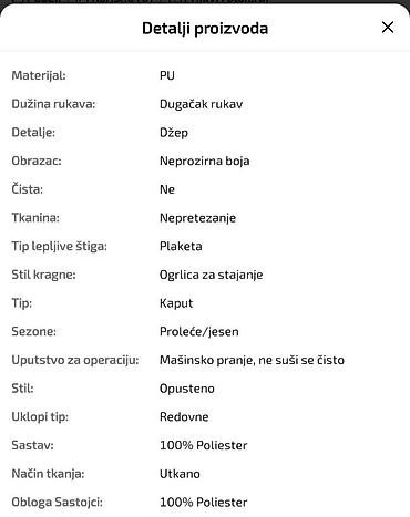 buzz cacak patike: Muska jakna eko koza .Porucuje se i ceka se 10-tak dana. Obavezna — 5