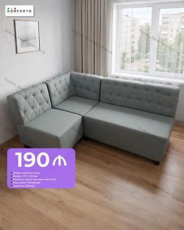 isvec divarı: Metbax üçün künc divan - Ölçülər: 170 x 120 sm - Dizayn: Karo tikişli — 1