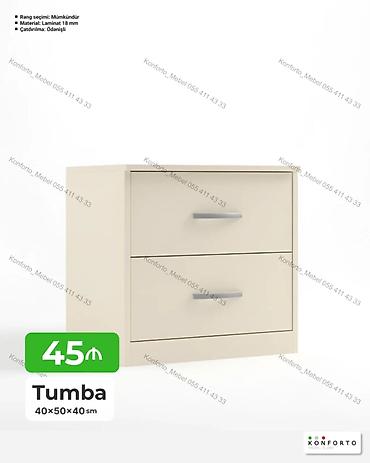 İki çekmecəli tumbə - Ölçülər: 40 × 50 × 40 sm - Material: 18 mm