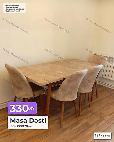 Masa Dəsti - Ölçü: 80×130/170 sm (açılan mexanizm ilə uzadıla bilir)