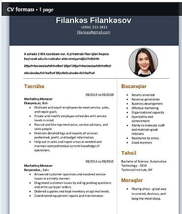 cay işi: Xidmət: Peşəkar CV hazırlanması - Müasir, diqqətt çeken CV - 1 — 4