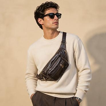 hm tasne: Muška kožna torbica preko ramena (crossbody/waist bag) - Materijal — 1