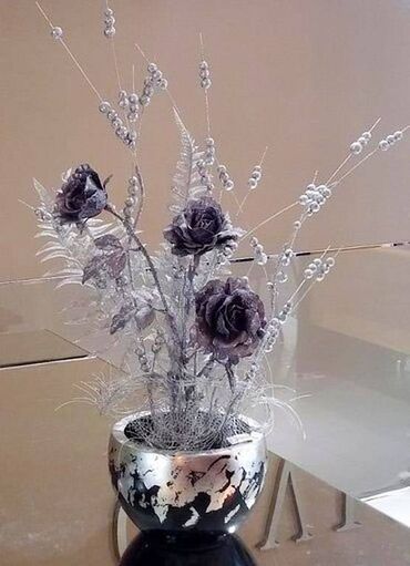 цветы розы купить: Ваза - украшение для комнаты цвета серебро - красотища (Розы на