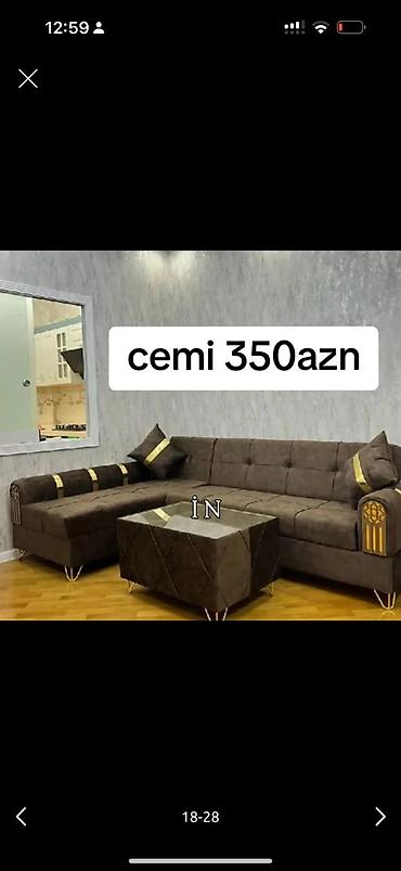 Divan və masa dəstləri: Yeni, Künc divan, Qonaq otağı üçün, Açılmayan, Azərbaycan — 1
