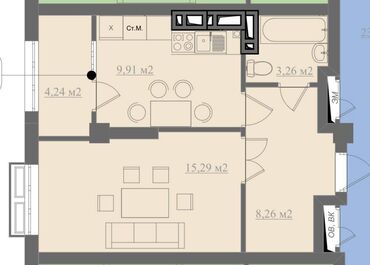 купить квартиру в бишкеке в рассрочку: 1 бөлмө, 42 кв. м, Элитка, 8 кабат, ПСО (өзү оңдоп түзөтүп бүтүү үчүн)