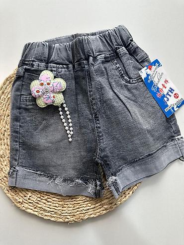 cins uşaq şortları: Qız uşaqları üçün denim şort - Rəng: tünd boz/qaraltdılmış denim - — 3