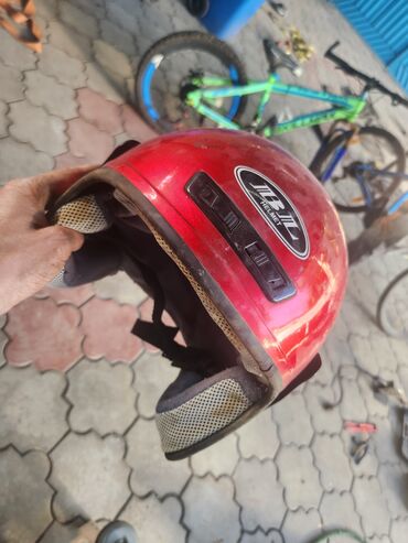 шлем эндуро: Шлем MBK Helmet, открытого типа (полулицевой), красный глянец