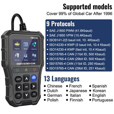 Alati za automobile: Novo - YM519 OBDII / EOBD + CAN Auto Dijagnostika Funkcije:   1 — 13
