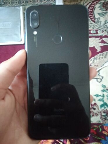 коробка телефона: Xiaomi, Redmi Note 7, Б/у, 32 ГБ, цвет - Черный, 2 SIM