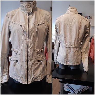 pull and bear srb: Fishbone ženska jakna, veličina M. - Boja: svetlo bež - Materijal — 2