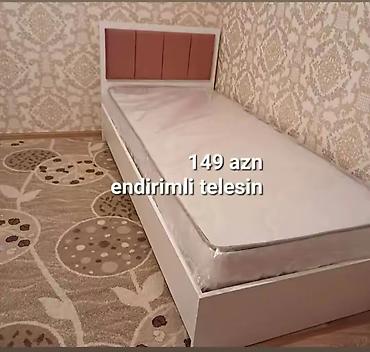 ağ masa: Tek nəfərlik çarpayı və döşək dəsti - Minimalist dizaynlı, ağ korpus — 1