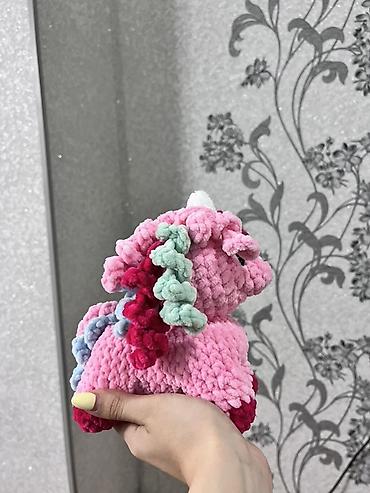 Yumşaq oyuncaqlar: Əl işi toxunma oyuncağ – Pembe yunicorn - Material: çox yumşaq, plyuş — 3