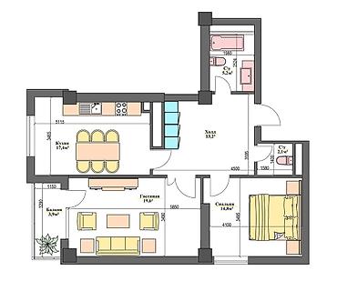 2 8: 2 комнаты, 76 м², Пишпек Элитка, 4 этаж, ПСО (под самоотделку) — 1