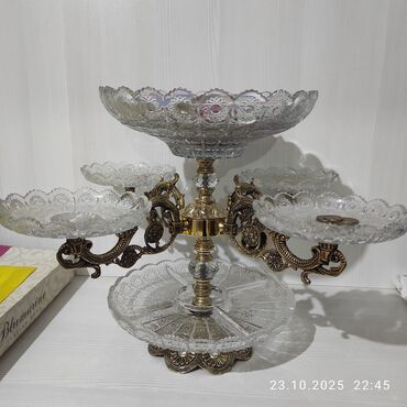 xrustal qab: Büllur meyvə və şirniyyat qabı – 5 mərtəbəli - Material: qalın