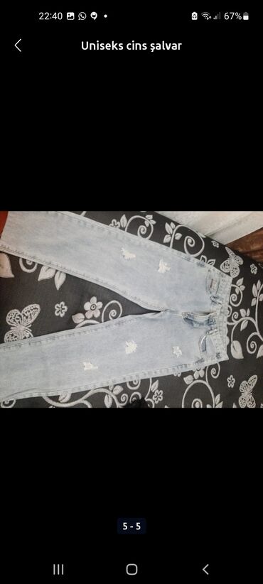 Köynəklər: Uniseks cins şalvar - Rəng: açıq mavi (stonewash) - Kəsim: düz paça