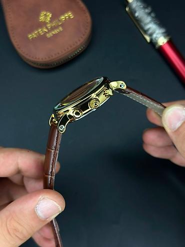 pol sapaski: Patek Philippe tərzində klassik kişi qol saatı - Qəhvəyi krokodil — 5