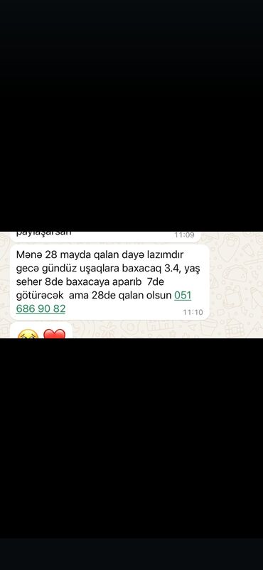 oz evinde daye teleb olunur: Dayə lazımdır