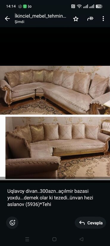 Masa və oturacaq dəstləri: Künc divan