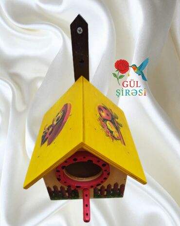 Yuvalar: Rəngli dekorativ quş evi Olçüsü 15*12*12 - Material: ağac - Dizayn — 4