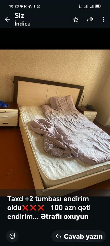 бу кровать купить: İşlənmiş, İkinəfərlik çarpayı, Bazasız, Matras ilə, Siyirməsiz