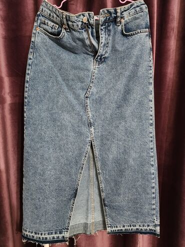джинсы с заниженной талией мужские: Юбка, Прямая, Джинс, По талии, С вырезом