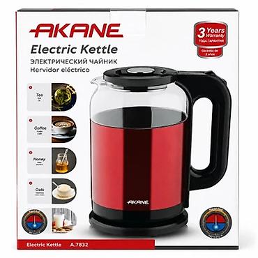 termal pasta: Akane A.7832 1.8L Elektrik Çaydan – Qırmızı/Qara, İkiqat Divarlı — 1