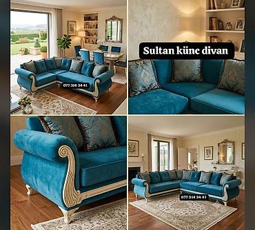 mebellerim: Sultan künc divan - Klassik üslubda künc divan: dərin firuzə rəngli — 1