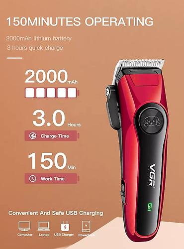 Daraqlar: VGR 202 - İt pişik qırxan 2000mAh 2 speed 6500-7000RPM Cord/Cordless" — 7